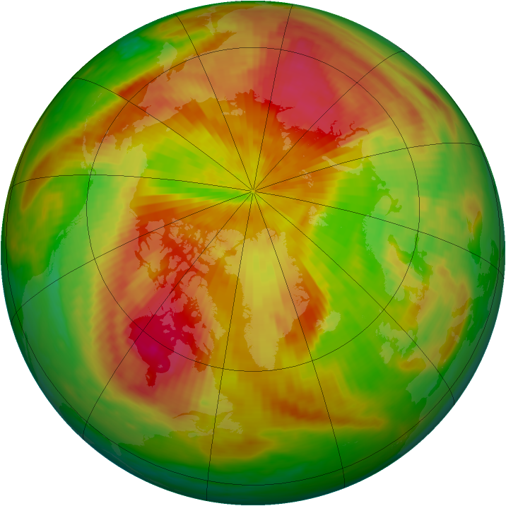 Arctic ozone map for 18 April 1989